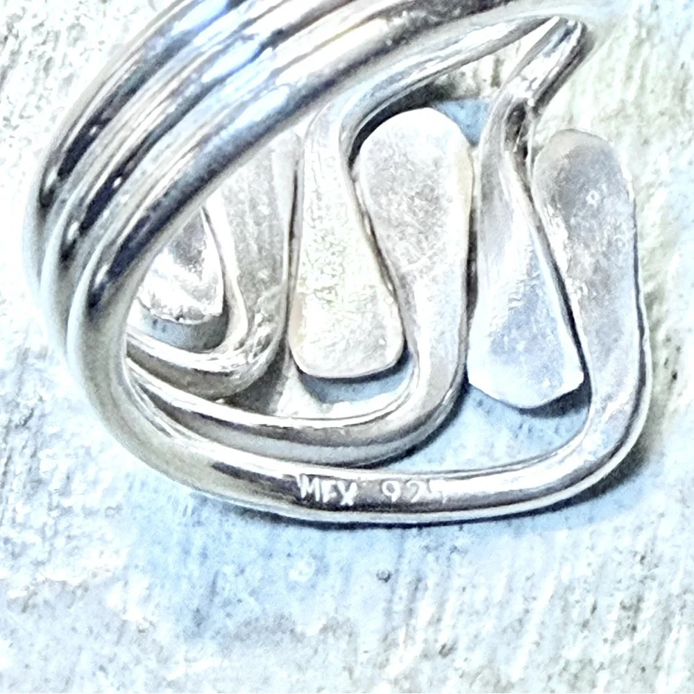 Sterling Silver 925 Artisan Triple Band Hammered Statement Ring